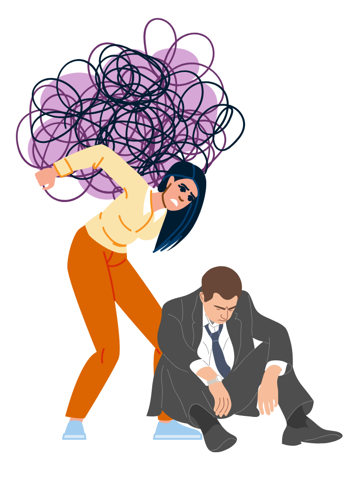 man en vrouw gestrest